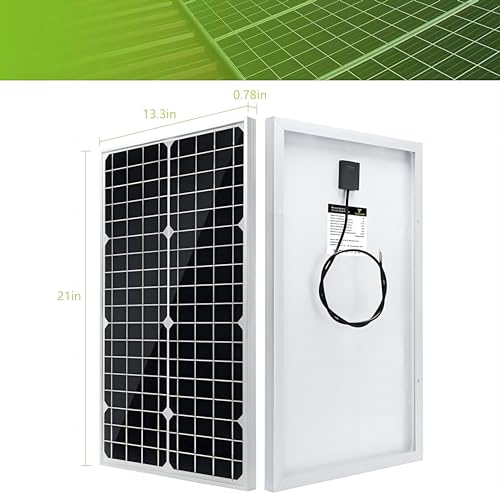 Topsolar 30W 12V/24V Solar Panel Kit, Monocrystalline Solar Battery Trickle Charger Maintainer +10A PWM Charge Controller + Adjustable Mount Bracket for Car, RV, Boat, Motorcycle, Off-Grid System - size: 30W-K