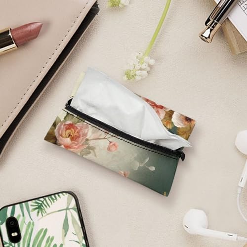 Flashideas Hummingbird Reusable Tissue Holder - Retro Rectangular Fabric Purse Zipper Enclosed Tissue Holder for Purse, Travel, Car, Office, Home - color: Hummingbird