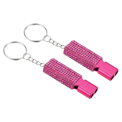 PATIKIL Emergency Whistle with Keychain, Bling Safety Survival Whistles Rescue Signaling Loud - color: Rose Red