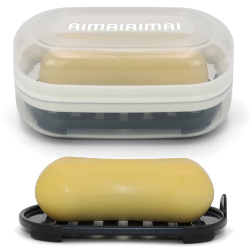 AIMAIAIMAI Soap Box, Travel Soap Container, Bar Soap Case with Removable Draining Layer - Clear Style A - color: Clear Style a