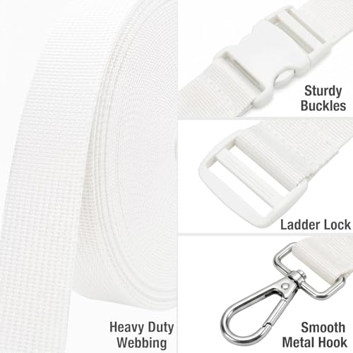 1" x12YD Heavy Duty Nylon Webbing Strap DIY Kit - color: White