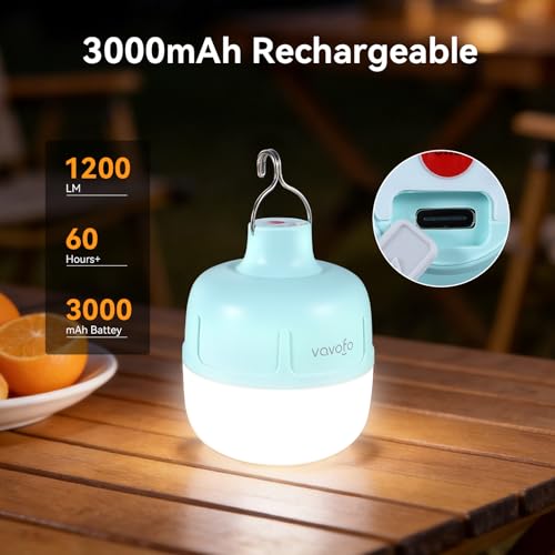 VAVOFO 20W LED Camping Lantern Rechargeable, 1200LM, 3000mAh Portable Tent Light , IP65 Waterproof Flashlight Lanterns for Outdoor ,Power Outages,Camping (Green) - color: Green