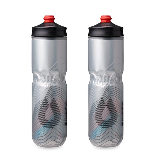 HydraPak Polar Surge Insulated Bike Water Bottle (24oz, Ascent Silver) - color: Ascent Silver, style: 24oz/700ml