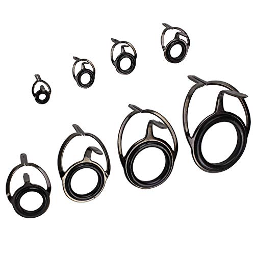 8pcs Fishing Rod Tip Repair Kit Rod Top Tips Replacement Fishing Rod Tips Stainless Steel Ceramic Ring Guide Tips - color: Double Leg Fishing Rod Guides_8pcs