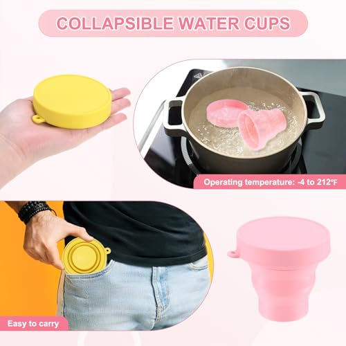 M METERXITY 2 Pack Collapsible Travel Cup, 5.7oz(170ml) Silicone Portable Foldable Water Cup Bottle for Travel/Camping/Hiking, Reusable [Yellow] - color: Yellow