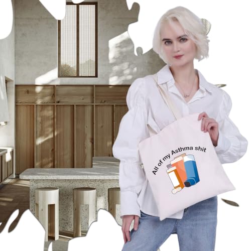 VAMSII Asthma Fighter Gift Asthma Inhaler Tote Bag All of My Asthma Shit Asthma Awareness Inhaler Medication Bag (Asthma Shit Tote) - color: Asthma Shit Tote
