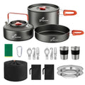 Sportneer Camping Cookware Set, 18Pcs Non-Stick Lightweight Pots, Pan, Kettle with Stainless Steel Cups, Plates, Forks, Knives & Spoons for Camping, Backpacking, Hiking, Outdoor Cooking & Picnic