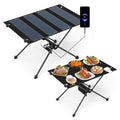 ECOeshiner Solar Folding Table 28W, Camping Table - Solar Charging, Mesh Bag, Two USB Ports, Heat + Water + Splash Resistant, Solar Powered, Beach Table, Picnic Table, Outdoor Table - style: 28W-Black