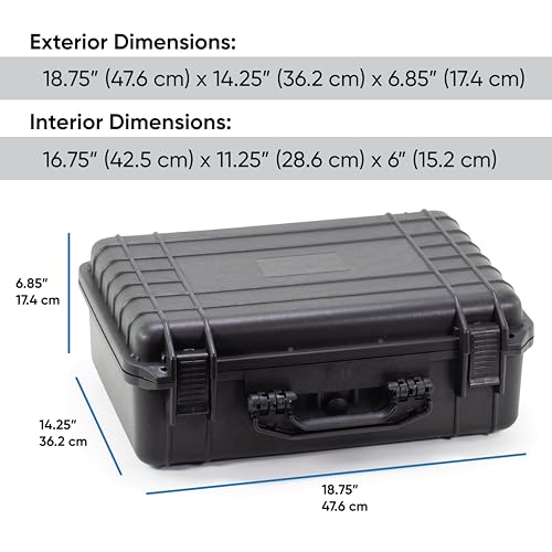 Waterproof Hard Case - Crushproof & Dustproof - Foam Protection - Pressure Equalization Valve - Portable Protective Storage Box for Travel, Hunting, Military, Tactical - 19-Inch (Black)
