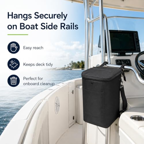 Boat Trash Can, Portable Boat Trash Bag, Reusable Garbage Bag, Easy to Install & Clean, 3.96 Gallons Multi-Purpose Boating Equipment Accessories - color: Black