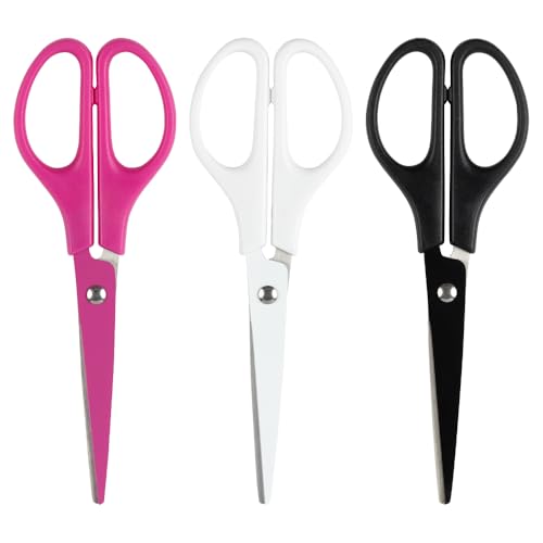 JAM PAPER Arts & Crafts Scissors Set - 6 3/4 Inch - Assorted Colors - Ergonomic Handle & Stainless Steel Pointed Tip Blades - 3/Pack - color: Assorted Colors, size: Craft (6.75 Inch)