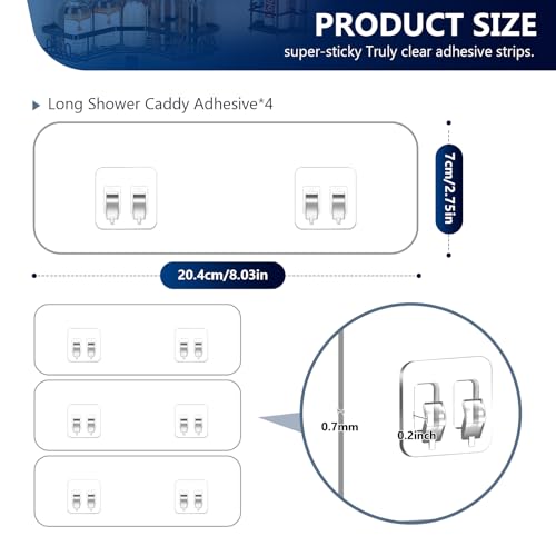 9-Pack Shower Caddy Adhesive Replacement, Transparent Adhesive Hooks Stickers, Strong Hook Strip for Shower Caddy Basket Shelf, Soap Holder, Bathroom Storage Corner Shelves, Kitchen Racks - color: Transparent-9Pack 2 Hook