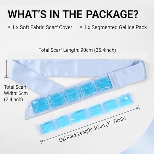 Cooling Towel with Soft Gel Ice Pack Inserts |Gel Ice Packs Reusable - Multi Purpose Compression Wrap - Neck, Legs, Arms, Shoulders - Ideal for Post Surgery, Migraines, Hiking and Injuries (Blue) - color: Blue