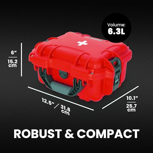 NANUK 905 Waterproof First Aid Case Empty – Durable, Medical First Aid Organizer Case, IP67-Rated, Dustproof, Impact-Resistant, and Floats (9.4" x 7.4" x 5.5") – Red - size: 905 - Empty