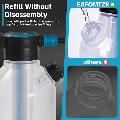 70oz Sprayer Bottle, 0.5gal Pump Sprayer for Flowers, Potted Plant | Handheld Water Bottle with Easy Refill Side Port, Measuring Cup Cap, Clear Bottle with Scale, Aluminum Wand