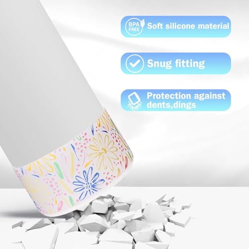 WK IEASON Protective Silicone Base Boot for Hydro Flask Wide Mouth Water Bottle, Anti-Slip Silicone Sleeve Cover Bumper for Hydro Water Bottle Accessories -3.56inch Bottom Diameter - color: 2pcs Flower Clear, size: 40 Ounces