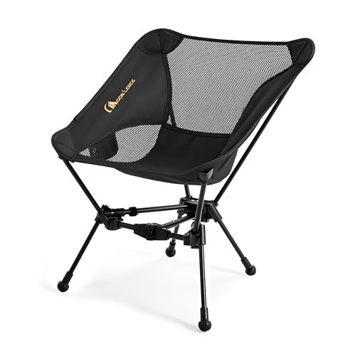 MOON LENCE Portable Camping Chair Backpacking Chair - The 4th Generation Ultralight Folding Chair - Compact, Lightweight Foldable Chairs for Hiking Mountaineering, Beach (Black-1Pack (Glod-Logo)) - color: Black-gold
