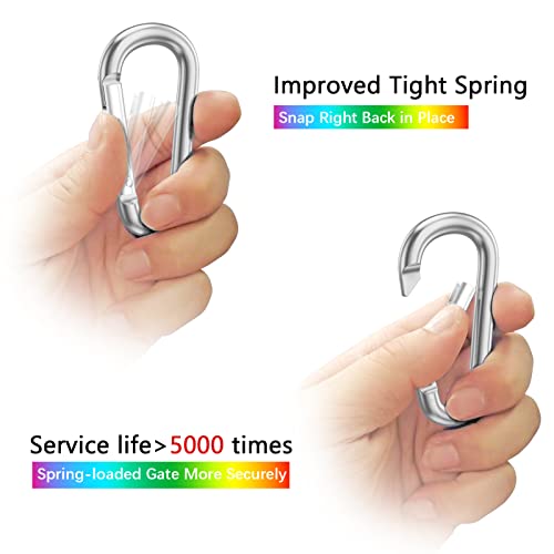 sprookber 3" Aluminum Carabiner D Ring, Caribeener Clips, Spring Snap Hook for Keychain Clip, Set of 10 - color: Silver