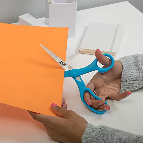 JAM PAPER Multi-Purpose Precision Scissors - 8 Inch - Blue - Ergonomic Handle & Stainless Steel Blades - Sold Individually - color: Blue, size: Standard (8 Inch)
