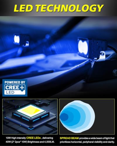Blue LED Pods 3" 40W CREE LED Blue Diffused LED Light Bars | Diffused Spread Beam, High Intensity CREE LEDs Scene Camper Daytime Fishing Chase Lights for Truck Pickup Trailer UTV - color: Blue
