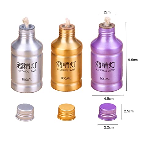 2 Packs Portable Alcohol Burner Lamp Case 100ml Aluminum Alloy Stoves Alcohol Lamp for Outdoor Hiking Picnic Lab Equipment - Silver - size: Silver 2Pcs