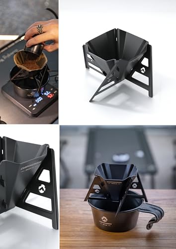 CAMPINGMOON Collapsible Coffee Dripper Pour Over Camping Outdoor 304 Stainless Steel COF-01 (Black) - color: Black