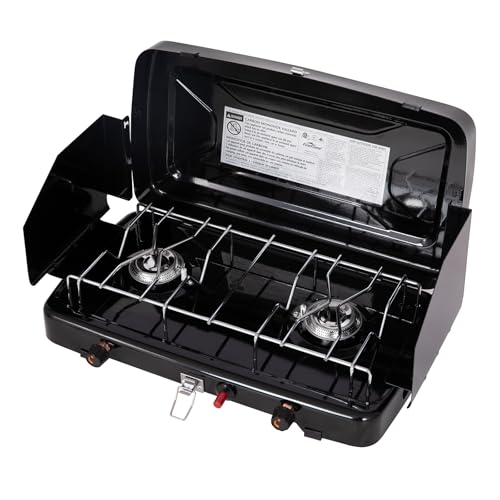 FineFlame Camping Stove, Propane Portable Camp Stove, 13000BTU-2 Burners - color: DARK