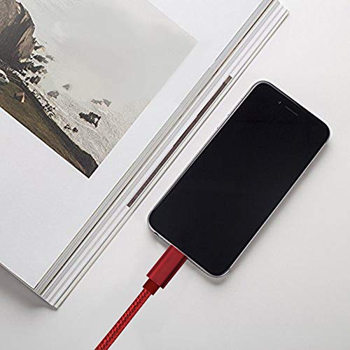 RoFI Compatible Phone Cable, [2Pack] 6FT Nylon Braided Fast Charging USB Cord Replcement for Phone X 8 8 Plus 7 7 Plus 6s 6s Plus 6 6 Plus 5 5S 5C SE Pad Air Mini and More (2 Pack Red, 6 FT) - color: 2 Pack Red, size: 6 FT
