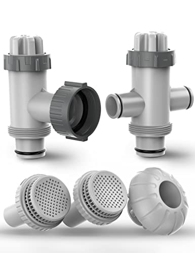 SUMMERBUDDY Above Ground Pool Parts Kit, Split Plunger Valve and Adapters | Includes split and standard plunger valves, 1.5" inlet nozzle, 1.25" outlet strainer and hose adapter for compatible pools.