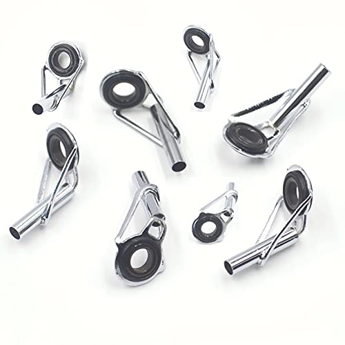 8pcs Fishing Rod Tip Repair Kit Rod Top Tips Replacement Fishing Rod Tips Stainless Steel Ceramic Ring Guide Tips - color: Silver Large Fishing Rod Tips