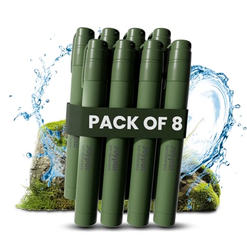Portable Water Filter Straw Survival, Essential Camping & Hiking Gear, Water Purification Straw for Travel, Biking and Emergency Preparedness - color: Green, style: 8PACK