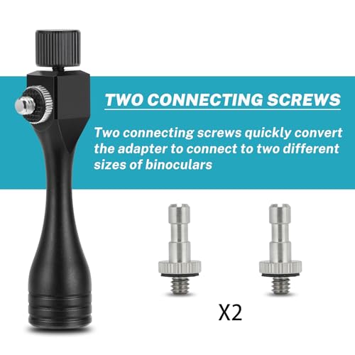 Binocular Tripod Adapter 1/4-20 Thread Quick Detachable Mount Suitable for Most Porro and Roof Binoculars (Black) Aluminium Universal Binocular Accessories Zhongzhen - style: Connection screws X2