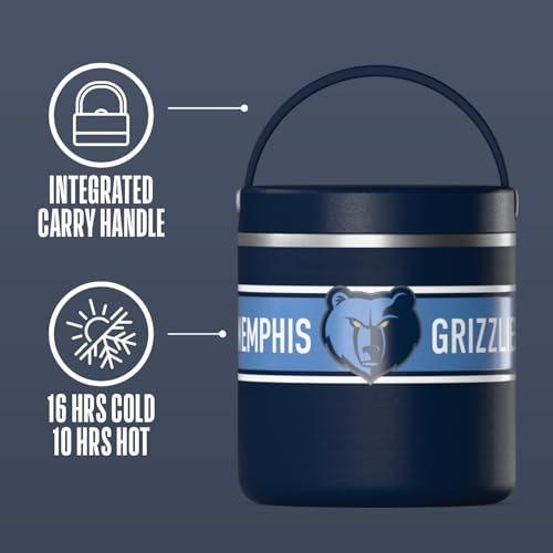 Hydrapeak x NBA Officially Licensed Memphis Grizzlies 25oz Stainless Steel Vacuum Insulated Thermos Food Jar with Handle, Wide Mouth Leak-Proof Soup Thermos for Adults, 10 Hrs Hot & 16 Hrs Cold - color: Memphis Grizzlies, size: NBA 25oz