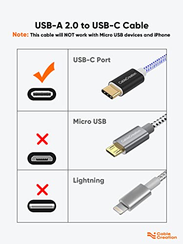 Short USB C to USB A 1.6ft,USB A to Type C Cord for iPhone/Laptop/Carplay | Anti Tear Braided, 0.5ft~10ft, 3A Fast Charging, 480Mbps, 56Kohm Pull-up Resistor,for Powerbank Cellphone Android Auto - color: Blue, size: 1.6FT