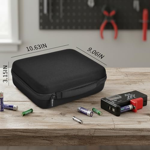 Comecase Battery Organizer Storage Box with Tester, Hard EVA Battery Case Holds 150+ AA AAA C D 9V 3V Lithium Batteries, Compact Battery Holder Carrying Bag for Home Drawer, Garage & Travel, Black - size: Medium 100+Batteries