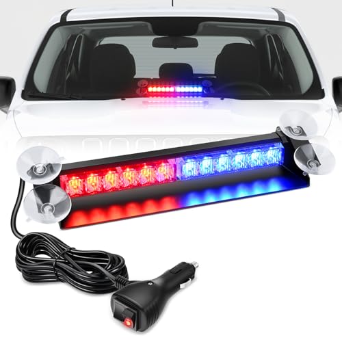 Nilight 12LED Traffic Advisor Strobe Light Bar Red Blue Hazard Safety - color: Red Blue, size: 12LED