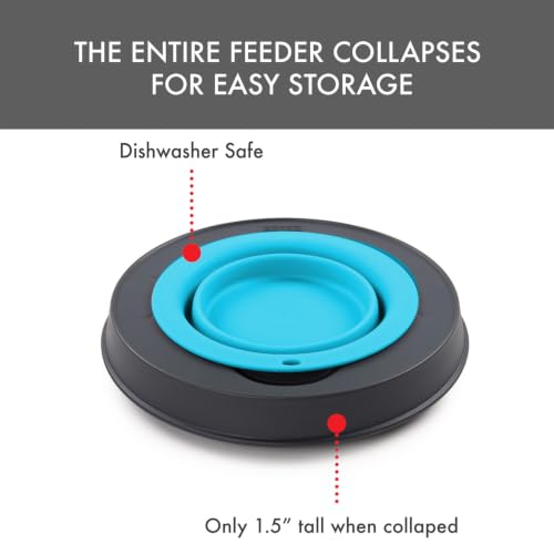 Dexas Pets Elevated Pet Feeder, Small, 1.5 Cup Capacity, Blue, Raised Pet Food and Water Bowl - color: Blue, size: Small/1.5 Cup Capacity