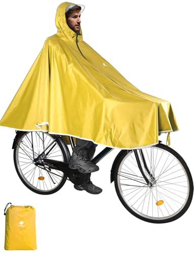 ANYOO Waterproof Rain Poncho Bike Bicycle Rain Capes Lightweight for Adults - color: Yellow