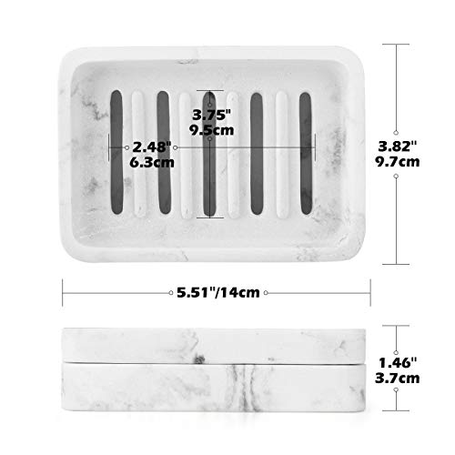 Luxspire Soap Dish Tray, Double Layer Soap Holder, White Marble - color: White Marble