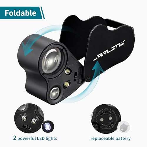 JARLINK 3 Pack 30X 60X 90X UV LED Illuminated Jewelers Loupe - size: 11.6cm x 3cm