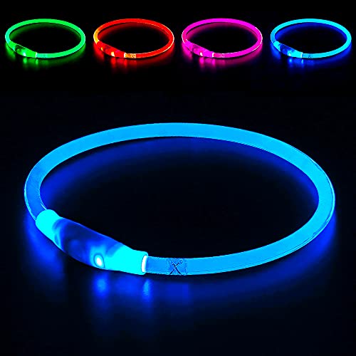 Light up Dog Collar, BSEEN USB Rechargeable Led Flash Dog Necklace - color: Blue