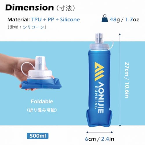 TRIWONDER Collapsible Flask Soft Folding Water Bottles - Large Mouth for Easy Filling - BPA-Free Hydration Bottle Ideal for Running Hiking Cycling Climbing (02# 500ml - Pack of 2) - color: 500ml/16.9oz - Wide Mouth Cap - Pack of 2