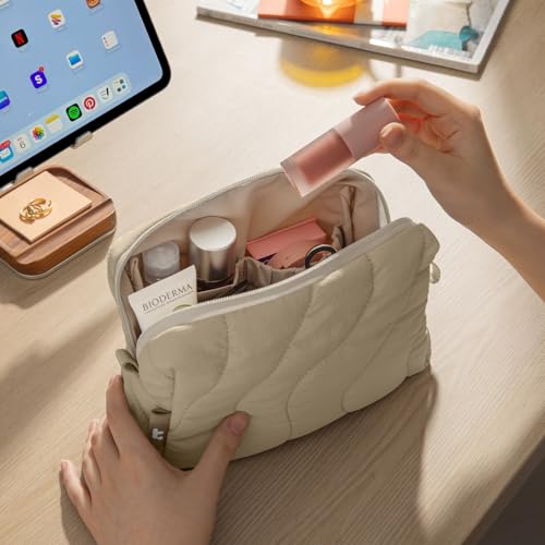 tomtoc Electronics Organizer Travel Case, Soft Puffy Accessory Tech Case - color: Dune Shade