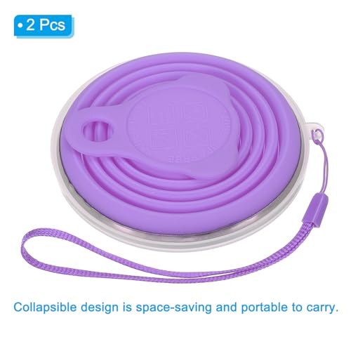 PATIKIL Collapsible Travel Cup, 2 Pack 270mL Travel Folding Cup with Lid Silicone Portable Drinking Cup for Traveling Camping, Purple - color: Purple