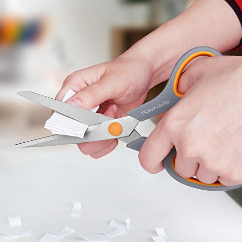 Scissors 8" Multipurpose Titanium Coated Sturdy Sharp, Gray, 1 Pack - color: Stainless Gray