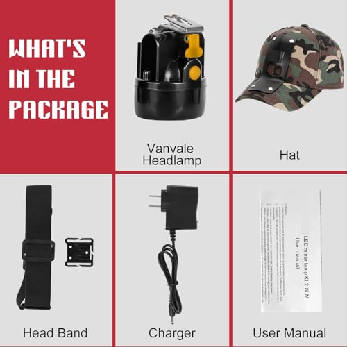 High Lumens LED Mining Headlamp with Hat - Waterproof, Durable, Long-Lasting Rechargeable Headlight, Adjustable Strap, Perfect for Miners Camping Hiking (KL2.8 Black-Yellow Button with Hat) - color: KL2.8 Black-Yellow Button with Hat