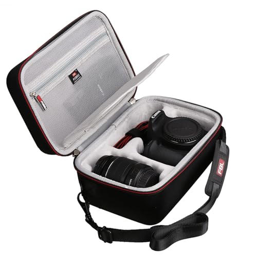 FBLFOBELI EVA Camera Case for Canon EOS Rebel T7/T8i/T5/R50/R100 | Hard EVA Shell, Shockproof & Water-Resistant, Custom Molded Interior, Detachable Shoulder Strap, Travel Storage Bag, Black - color: Black