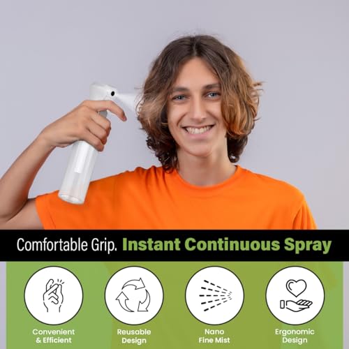 VIGOR PATH Continuous Spray Bottle for Hair – Fine Mist Mister for Hairstyling, Cleaning, Plants, Pets, Barbers, Salons, and Essential Oil Applications (300ml/10 oz) Clear 2 Pack - size: 10 oz - Clear - 2 Pack