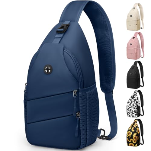 Pritent Crossbody Bags for Women Men Trendy Sling Bag Backpack Casual Chest Bag with Convertible Shoulder Strap - color: Navy Blue, size: Medium