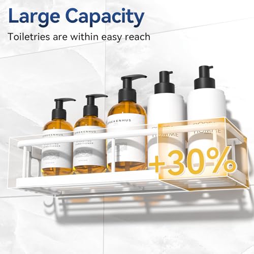 Shower Caddy Adhesive, Rustproof Shower Organizer with Soap Holder, Large Capacity Shower Shelves for Inside Shower, No Drilling Bathroom Organizers and Storage for Home Decor（3 Pack White） - color: White
